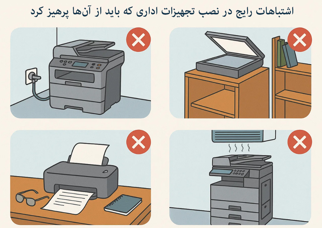 اشتباهات رایج در نصب تجهیزات اداری که باید از آن‌ها پرهیز کرد