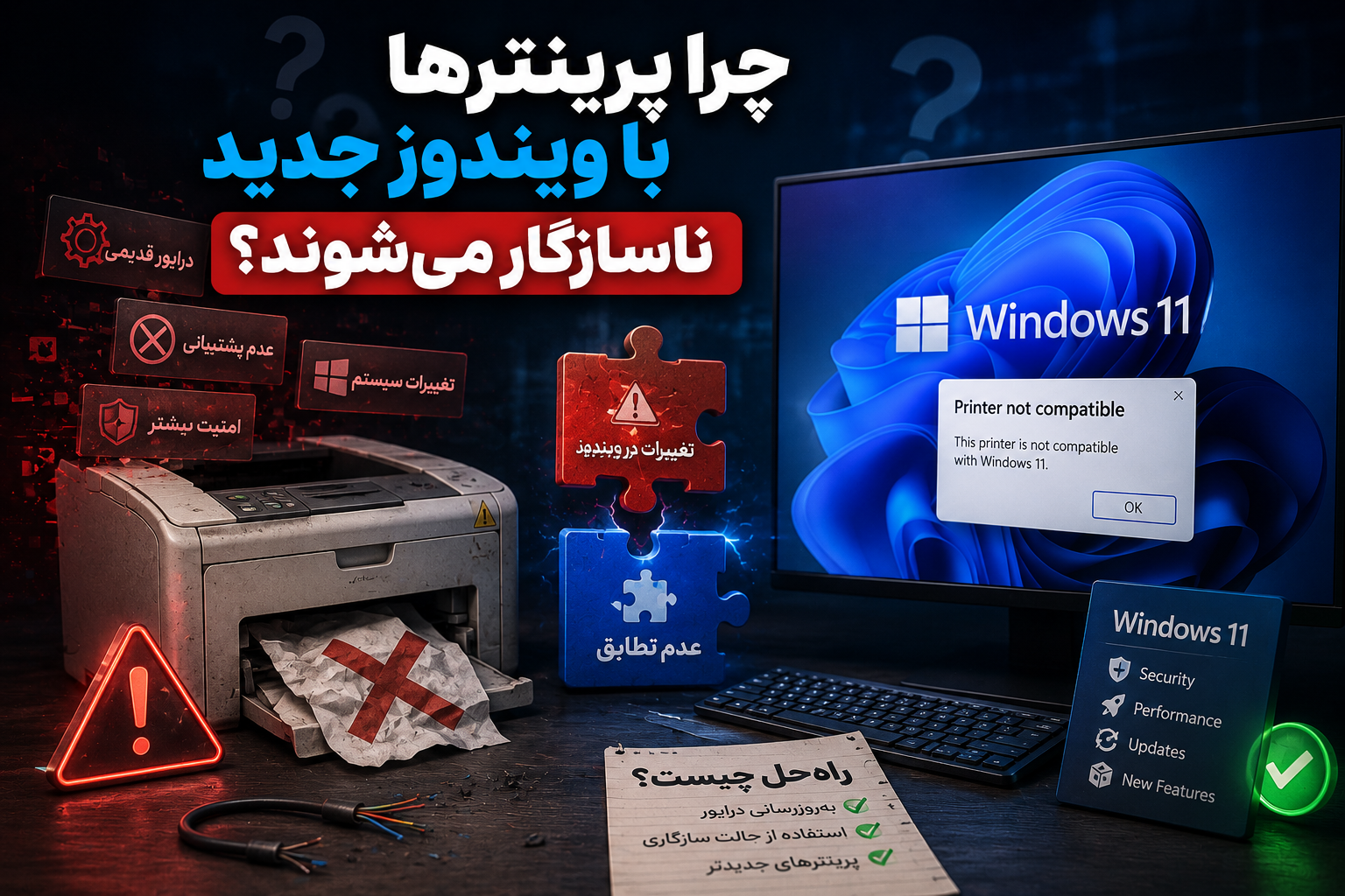 چرا پرینترها با ویندوز جدید ناسازگار می‌شوند؟