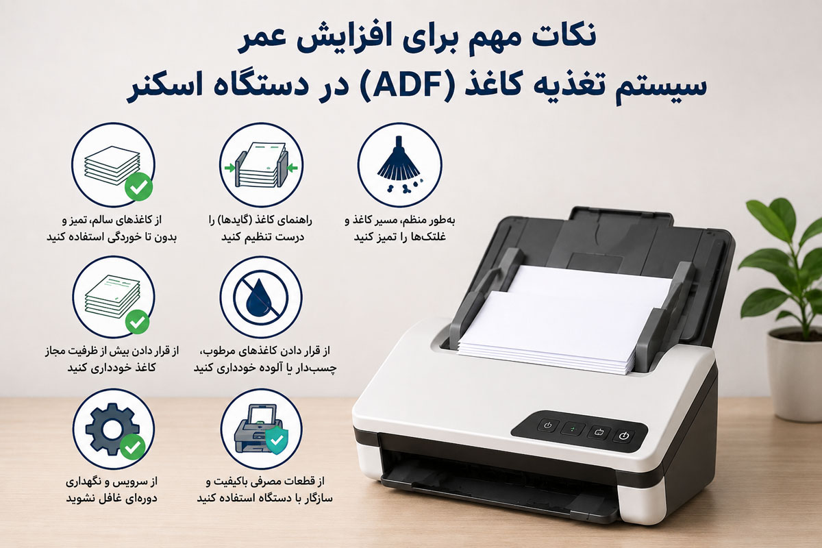 نکات مهم برای افزایش عمر سیستم تغذیه کاغذ (ADF)