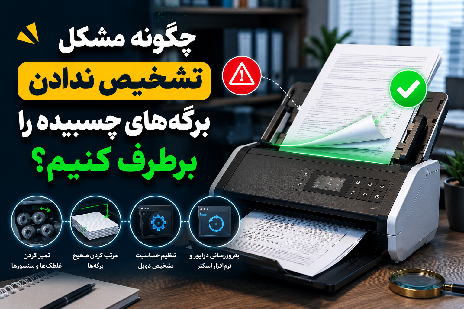چگونه مشکل تشخیص ندادن برگههای چسبیده را برطرف کنیم؟