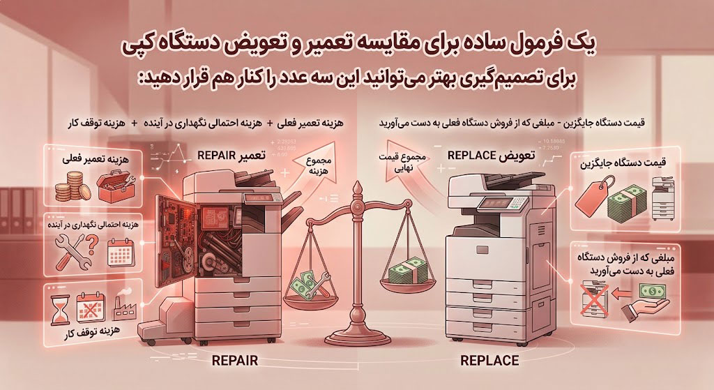 یک فرمول ساده برای مقایسه تعمیر و تعویض دستگاه کپی