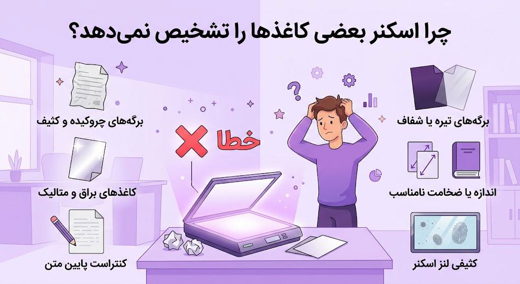 چرا اسکنر بعضی کاغذها را تشخیص نمی‌دهد؟