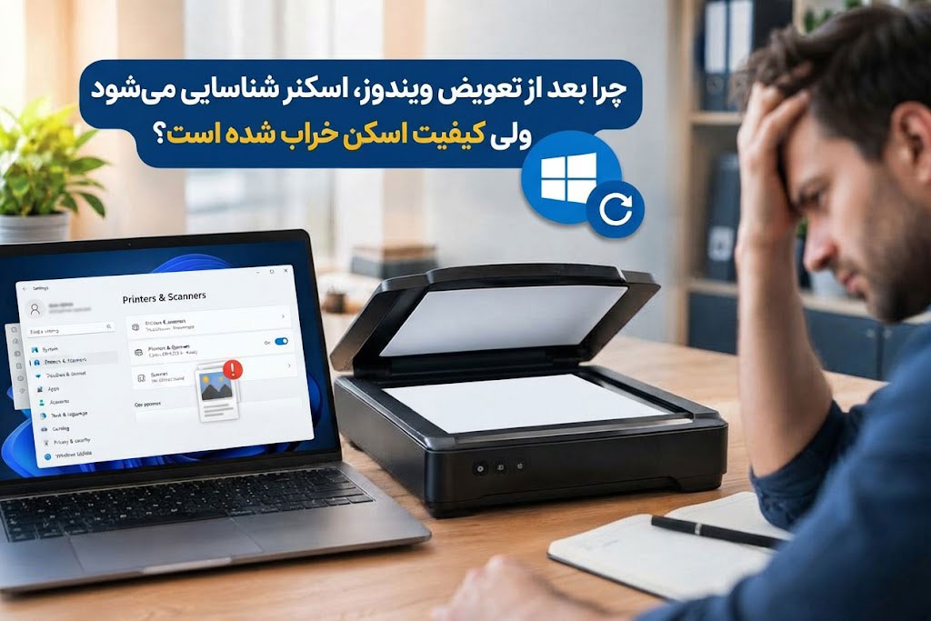 چرا بعد از تعویض ویندوز، اسکنر شناسایی میشود ولی کیفیت اسکن خراب شده است؟