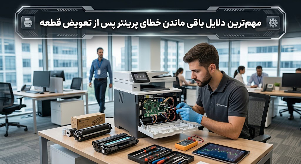 مهم‌ترین دلایل باقی ماندن خطای پرینتر پس از تعویض قطعه