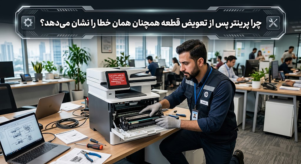 چرا پرینتر پس از تعویض قطعه همچنان همان خطا را نشان می‌دهد؟
